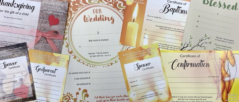 Church Supplies - Certificates